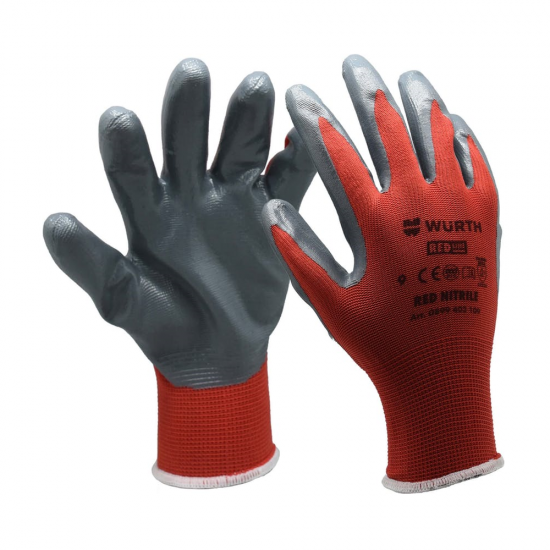 Γάντια Προστασίας Würth Red Nitrile Red Line